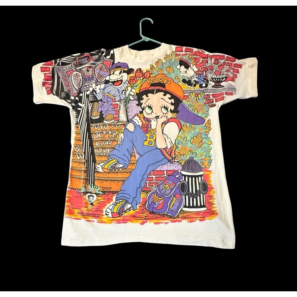 VTG 1993 Betty Boop T-Shirt All Over Print XL Hip Hop Cartoon "Boop There It Is"